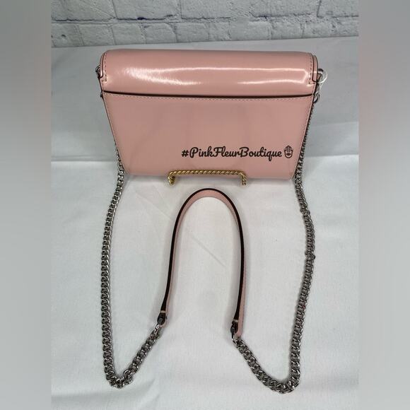 #TORY BURCH Emerson Patent Chain Wallet Clay Pink NWT - Picture 3 of 9